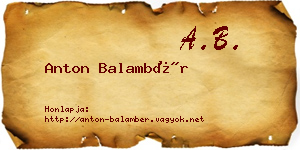 Anton Balambér névjegykártya